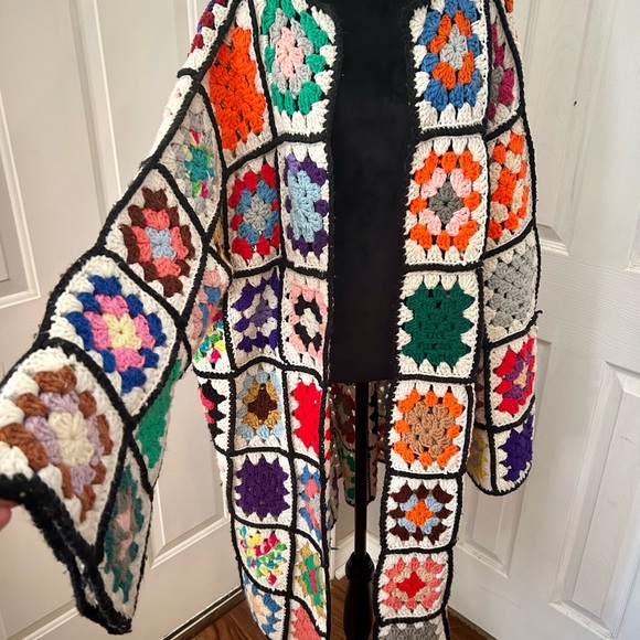 Handmade Jackets & Blazers - Boho Handmade Crocheted Granny Square Duster
